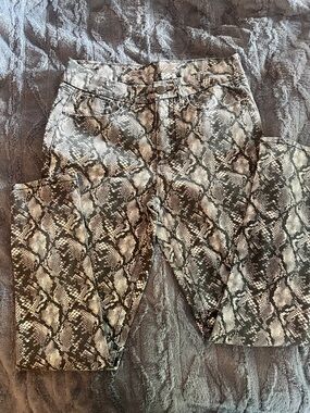 Seven7 High Rise Snake Print Jeans in Black and Cream